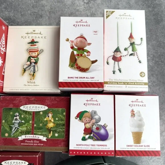 Hallmark ELVES Ornaments Lot Of 18 North Pole Tree Trimmers Mischievous Pixies